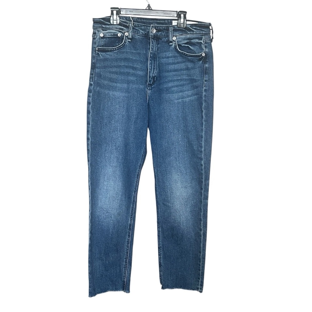 Rag & Bone Nina High Rise Ankle Cigarette Jeans Fringe Hem Faded Classic SZ 28